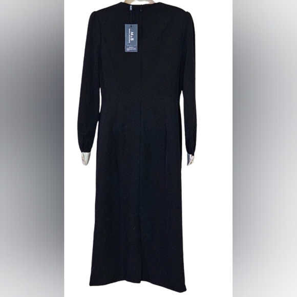 Magic Boutique Black/Cream Front Button Dress w/Trim Bow at Chest,Medium,NWT - Picture 3 of 16